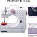 Beginner Sewing Machine for Home Crafting & Mending, 12 Multi-Function Stitches, 2-Speed Foot Pedal, Clear LED Light, 32-Color Thread Pack, Must-Have Sewing Supplies, Sewing Machine Table Fit