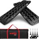 X-BULL New Recovery Traction Tracks Sand Mud Snow Track Tire Ladder 4WD (Black,3gen)
