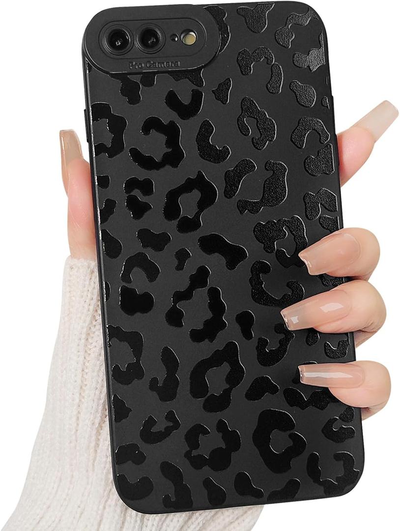 Lovmooful Compatible for iPhone 7Plus/8Plus Case Cute Cool Leopard Print Black Design for Girls Women Soft TPU Shockproof Protective Girly for iPhone 7Plus/8Plus-Leopard Print