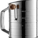 Bellemain 3 Cup Flour Sifter for Baking Fine Mesh Rotary Hand Crank with Loop Agitator for Quick Sifting, Flour Sifter Stainlees Steel