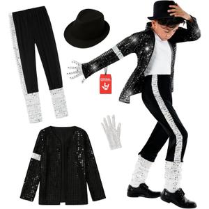 Morph Popstar Costume for Kids, 80s Disco Outfits for Boys, Retro Costume Boys, 80s Party Wear, Halloween Costumes for Kids (X-Large)