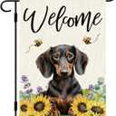 DLZDN Summer Sunflower Dachshund Dog Garden Flag 12×18 Inch Double Side Vertical Burlap Farmhouse Yard Sign Seasonal Outdoor Decoration