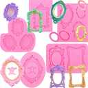 Patelai 5 Pcs Photo Frame Silicone Molds for Chocolate Vintage Picture Frames Fondant Sugar Mold for Cake Decorating Cupcake Topper Chocolate Candy Polymer Clay Butter Cookies Resin