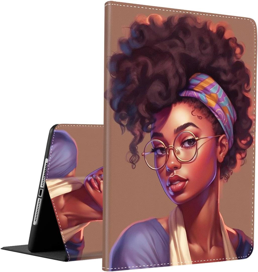 Case for New iPad (A16) 11th Gen 11 Inch 2025,for iPad 10th Gen 2022 10.9 Inch,Multi-Angle Stand Smart Protective Cover, African American Women Girl