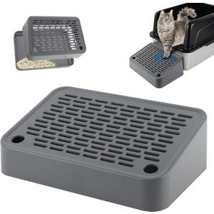 Litter Box Ramp, Cat Steps/Stair for Litter Box, Litter Catcher with Filter Function and Non-Slip Rubber Feet, Suitable for Small and Elderly Cats (Dark Grey Slant Ramp)