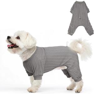 SCENEREAL Dog Sweaters Pajamas for Small Medium Large Dogs, Soft Four-Legged Apparel Dog Sweater Pjs, Warm Puppy Clothes Winter Coats, Onesie Jammies Outfits for Doggie Cats, Grey XS (XS(Chest 15"))
