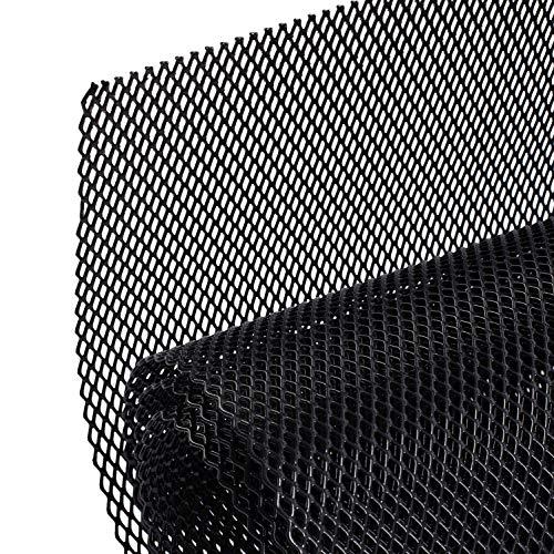 AggAuto Universal 40"x13" Car Grill Mesh - 100x33cm Aluminum Alloy Automotive Grille Insert Bumper 4x8mm Rhombic Hole, One of the Most Multifunctional Shape Grids Black