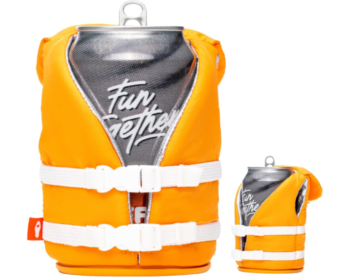 3 pcs Puffin The Buoy Life Vest Insulated Can Cooler Sleeve 12oz & 16oz Tall Can - Non Slip Base, Beer Soda Drink Jacket for Cold or Hot Beverages - Apric