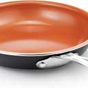 Gotham Steel 9.5 Inch Copper Non Stick Frying Pans, Ceramic Non Toxic Frying Pans Nonstick Skillet Made Without PFOA PFOS, Lightweight, Stay Cool Handle, Oven and Dishwasher Safe