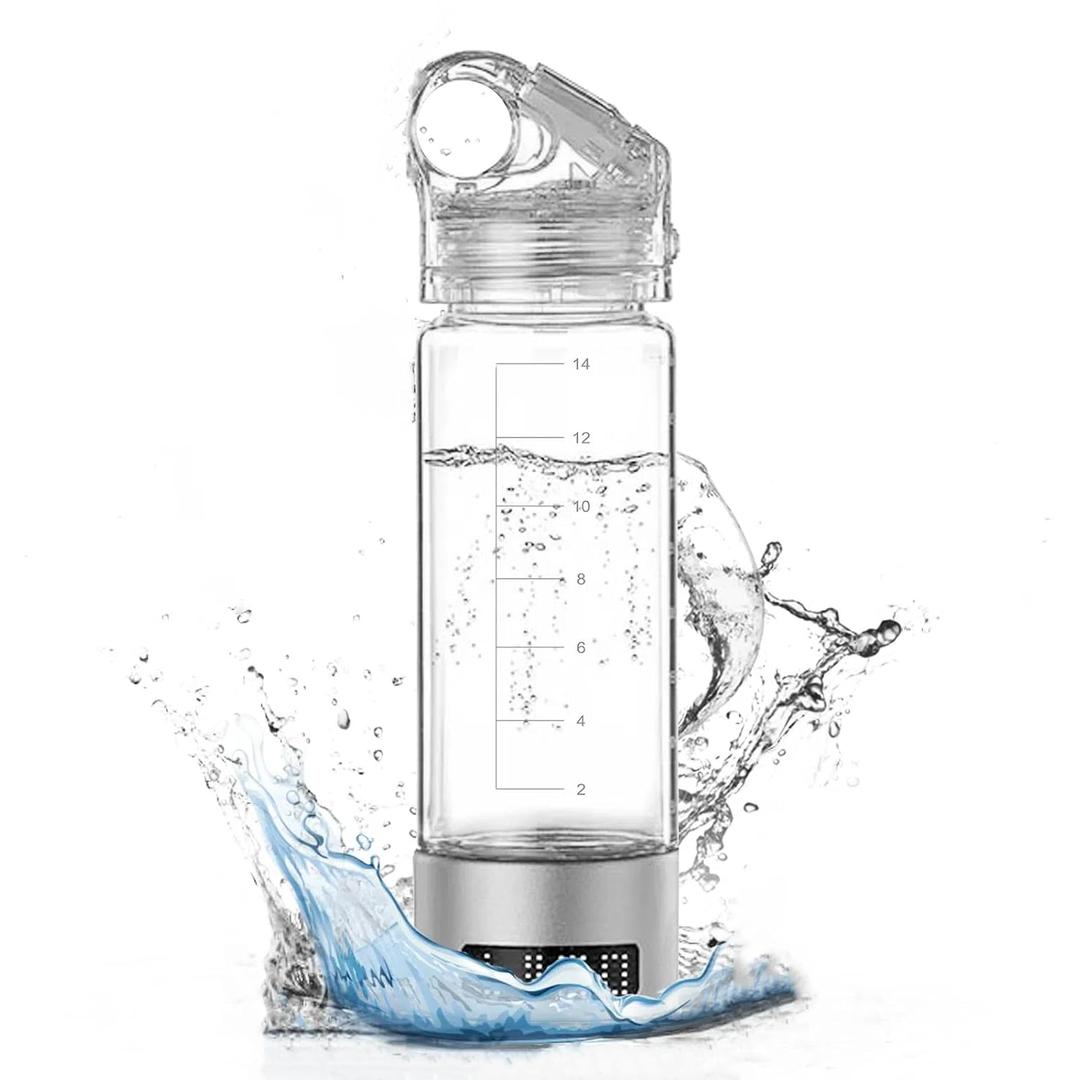Hydrogen Water Bottle Generator Portable Glass Health Cup Hydrogen Rich Water Ion Machine, Hydrogen Water Machine Improve Water for Home, Office, Travel, Hiking, Camping, Daily Drinking