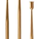 Denique Iron Taper Candle Holder Set of 3, Gold Candlestick Holders 19.317 14 Heightening Decorative Candle Stand Set for Wedding, Dining Table, Home Decoration (Gold)