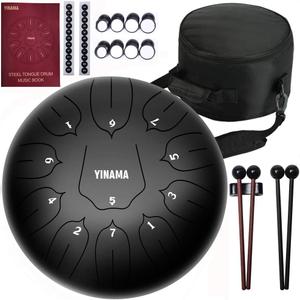 Steel Tongue Drum Percussion Instrument 11 Notes 12 inches Black