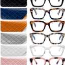 6 Pack Oversize Square Design Reading Glasses for Women, Blue Light Blocking Computer Reader6 pack Mix +1.50