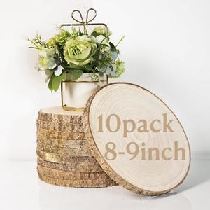 Wood Slices for Centerpieces 10 Pcs Natural Wood Rounds 8-9 Inch for Wedding Table Decor Rustic Centerpiece Base