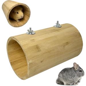 Chinchilla Bamboo Hanging Tunnel Toys, Guinea Pig Tunnel Tube Toy, Small Animal Cage Accessories for Chinchilla Ferret Guinea Pig Rat (B)