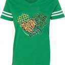 St Patricks Day Shirt for Women Irish Lucky Shamrock V-Neck Short Sleeve St Paddy's Day Tee Tops (Green, XXL)