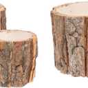 DECHOUS 4Pcs Tree Stump Planter Pot: Natural Wood Stump Flower Vases - Rustic Farmhouse Tree Bark Planter Flower Pot for Home Table Decor (10cm and 8cm)