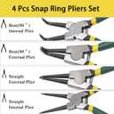 4 PCS Snap Ring Pliers Set, Heavy Duty Circlip Pliers Kit 7 Inch for Snap Ring Removal tool Retaining Straight Bent Lock Ring Pliers Set with Storage Case