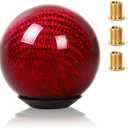 Real Carbon Fiber Shift Knob Gear Shifter Knobs with 3 Adapters Round Ball for Most Manual Car Universal Gear Shift Knob (Red)