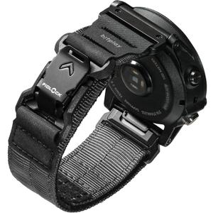 Bitplay QuickFit Watch Band 22mm / 26mm Magnetic Fidlock Buckle, Quick Releaase, Compatible with Garmin Forerunner, Fenix, Instinct, Quatix Series, Reinforced Nylon & Hypalon Strap (Dark Black)