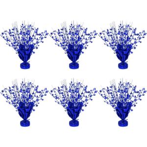 6 Pack Metallic Foil Spary Centerpieces for Tables, Blue Centerpieces for Tables Decorations, Star Brust Table Centerpieces for Birthday Graduation Wedding Baby Shower Party