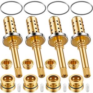 Dreyoo 4 Set Valve Rebuild Kit Replacement Compatible with Symmons Temptrol Valve, TA-10 Spindle Assembly, TA-4 Hot and Cold Seats, T-11 Washer, Fix Tub/Shower Leak, Solid Brass