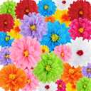 Geyee 54 Pcs Mexican Paper Flowers Fiesta Tissue Paper Flowers Colorful Crepe Flower Mexican Fiesta Party Decorations for Floral Backdrop Carnival Wedding Birthday Party Craft Wall Decor (8" 10" 12")