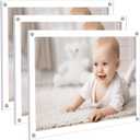 Kalami 3 Pack 8x10 Picture Frame Wall Mount Self Adhesive, Clear Acrylic No Drill Floating Frameless Poster Frame for Office Photo Canvas Document Gallery, Full Frame Size 10x11