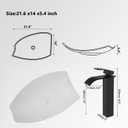 22x14 Inch White Stone ResinBathroom Vessel Sink with Art Faucet and Drain, Rectangle Bathroom Sink Above Counter, Modern White Vessel Sink for Bathroom Vanity