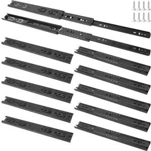 6 Pairs 14 Inch Black Full Extension Drawer Slides, Side Mount Drawer Slides with Screw, Ball Bearing File Cabinet Rails for Kitchen and Office Cabinet