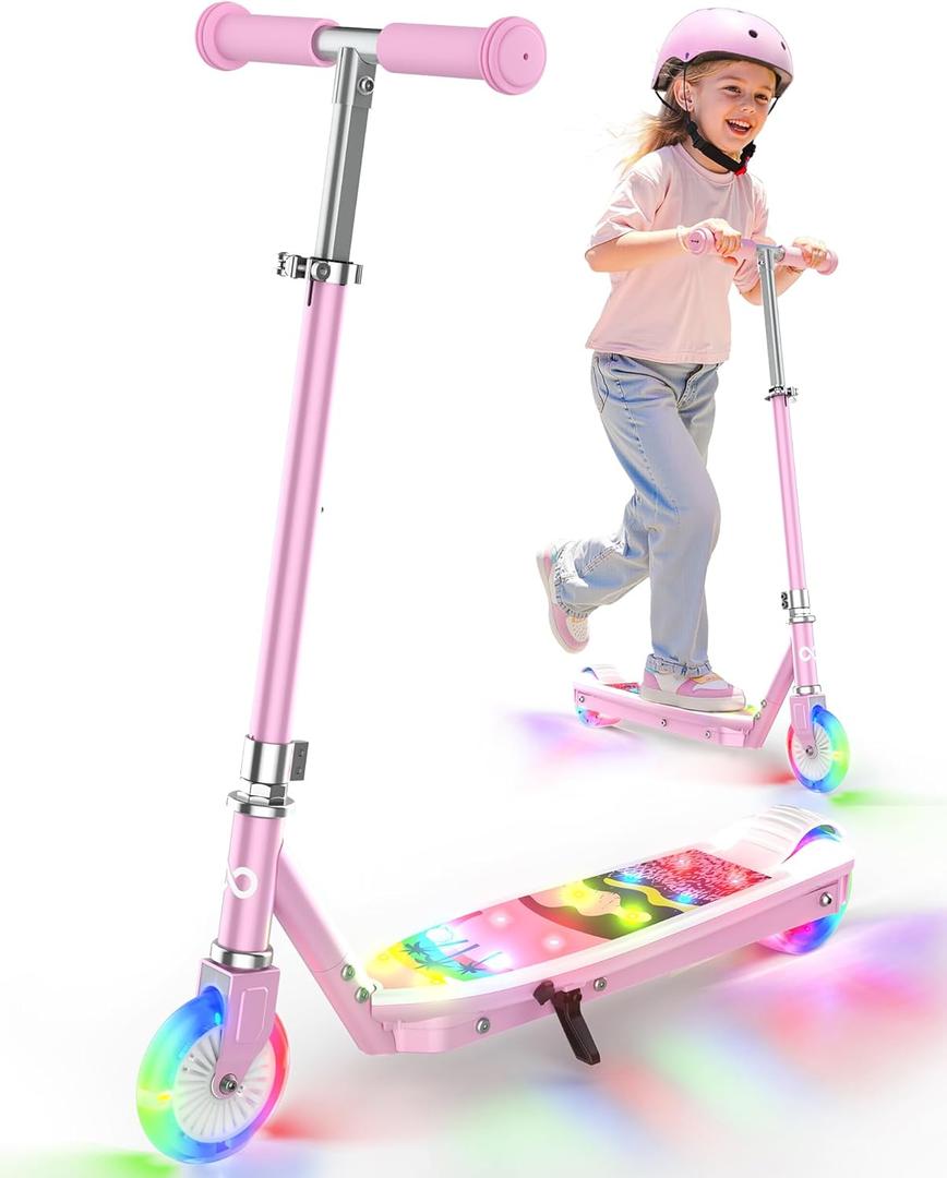 Gyroor KS2 Kids Electric Scooter  5 MPH Safe Speed, Foot Sensor Start, LED Lights, Adjustable Handlebar, 2 Hr Fast Charge, UL2272 Certified, Ages 612, 121 lb Max Load (Pink)