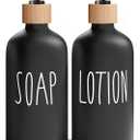 MOMEEMO Black Soap Dispenser Bathroom Set, Hand Soap and Lotion Set Suitable for Bathroom Decor. (Black) (Sl Black & Tray)