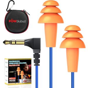 Ear Plug Headphones for Work, Work Safety Earbuds | Noise Reducing Sweatproof Hidden in-Ear Headphones, Isolating Earplugs, OSHA Compliant Hearing Protection for Industrial Construction (Yellow)