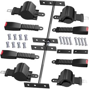 MUMPPRCE 4 Pack Universal Golf Cart Seat Belts, Fits 4-Seats EZGO, Club Car Yamaha Golf Cart, Retractable 2+2/4 Passengers Seat Belts Kit, Front Rear Seat Belts with Bracket