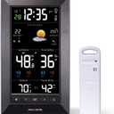 AcuRite Digital Vertical Weather Forecaster with Indoor/Outdoor Temperature, Humidity, and Date and Time (01121M), BLACK (Reverse Color)