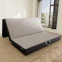 ROXGOX Memory Foam Tri-Fold Mattress, Queen Portable Floor Bed 6 Inch, Foldable Mat with Washable Cover, Handle & Non-Slip Bottom, for RV, Travel, Camping, Yoga, 78"x58"x6", Grey