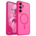 Designed for Samsung Galaxy S23 6.1'' with Magnetic Ring Stand[Compatible with Mag-Safe][Military-Grade Protection] Slim Liquid Silicone S23 Phone Case for Men Wowen,Hot Pink
