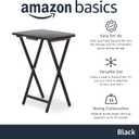 Amazon Basics Portable Foldable TV Tray Table with Storage Rack, Space-Saving Design, 15" x 19" x 26", Black, 4-Pack