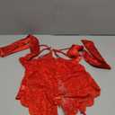 Floral Lace Teddy Bodysuit Self Knot Bow Front Sexy One Piece Lace Lingerie For Women M