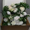 Ling's Moment Flower Garland - 6FT Eucalyptus & Rose - Sweetheart Table Decor for Wedding Reception, Artificial Floral Garland for Mantle, Spring Garden Ceremony, Christmas Decoration, Ivory White