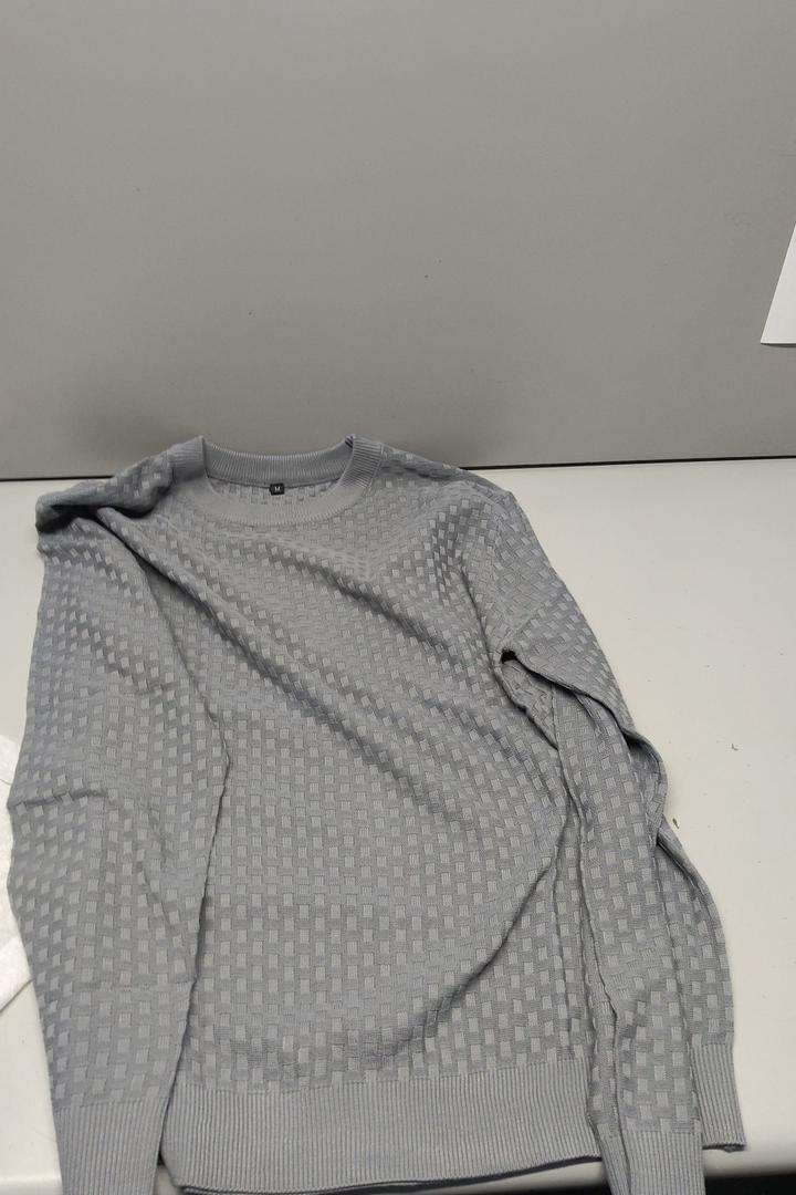 Zaitun Mens Crewneck Sweater Pullover Waffle Knit Casual Patterned Long Sleeve Sweaters Dark Gray M