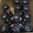 Reperla 11Pcs Mini Lantern for Cowboy Halloween Christmas Wedding, Black 6" Candle Lantern with Flickering LED for Camping Western Party Decorations, Table Centerpiece, Hanging Lamp Ornaments Bulk