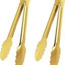 XEVOM 2 Pack 9 Inch Serving Tongs,Gold Salad Buffet Tongs,Stainless Steel Serving Utensils