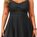 Aqua Eve Plus Size Swim Dress - Two Piece Tankini Tummy Control Bathing Suit with Shorts 2025 Swimsuit (Black)