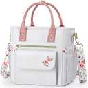 Deluxe Insulated Lunch Box Bag Women - Leakproof Waterproof Cooler with Multi Pockets Removable Strap for Work Picnic - Teacher Mothers Day Christmas Birthday Gifts (Standard 16.5L, White)