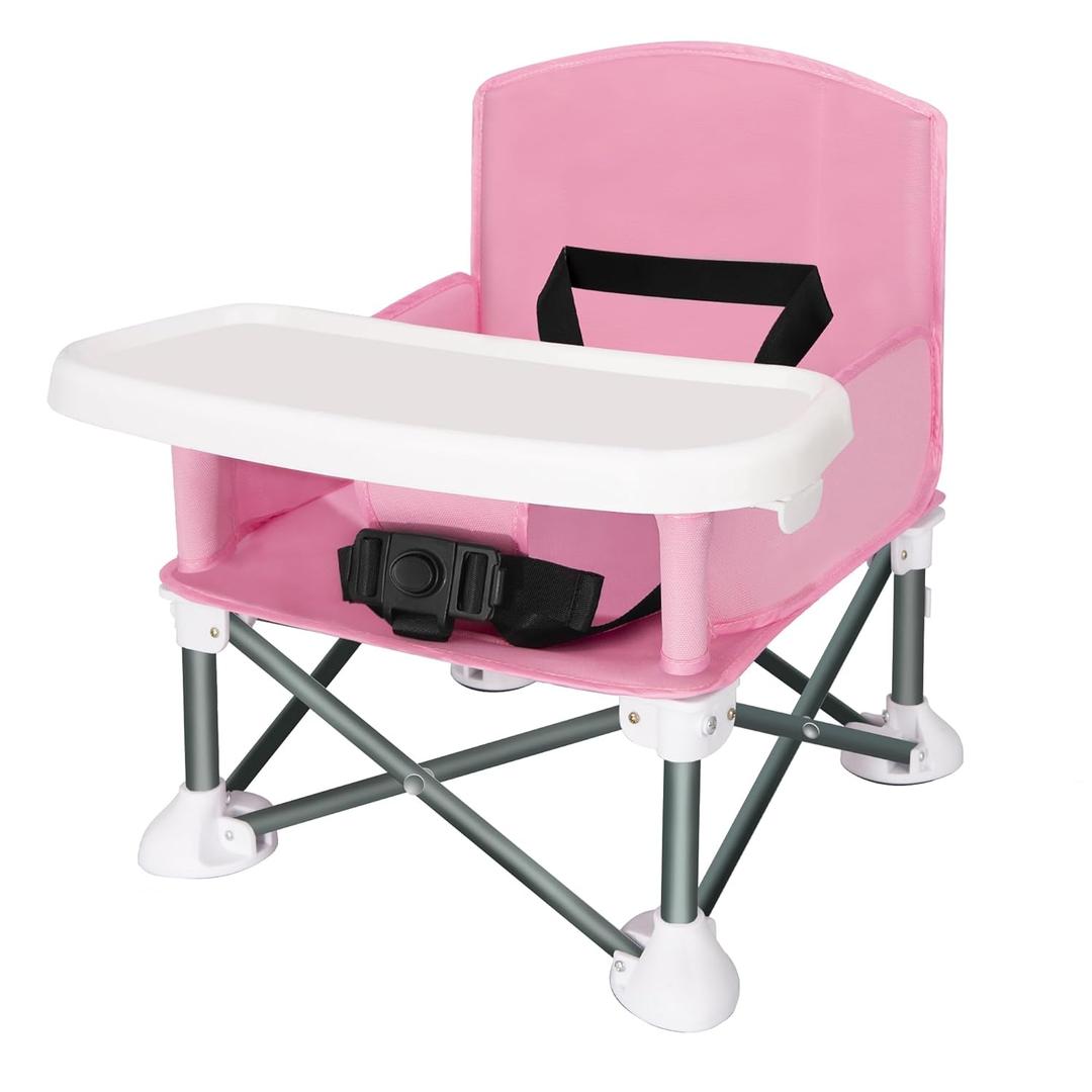 Portable Toddler Booster Seat - Easy-Fold Eating Lawn Camping Chair for Indoor and Outdoor Adventures (Pink)