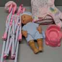 DeAO Baby Doll Stroller Set with 13 inch Doll,Kids Play Stroller Toys,13" Baby Doll Set with Foldable Doll Stroller,18 PCS Baby Doll Accessories with 2 Sets Doll Clothes