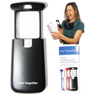 EasY Magnifier Small Pocket Magnifying Glass 3X with LED Light For Reading Fine Print; Mini Lighted Hand Held Acryl Lens; Read Lables In Stores; Magnify Glasses For Close Work;Helpful Gift For Seniors