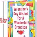2 x Happy Valentine's Day Card for Grandson, Unique Valentines Day Gifts from Grandma Grandpa, Grandson Valentine Cards