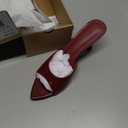 Coutgo Womens Heeled Mules Pointed Peep Toe High Heels Slip On Backless Mule Sandals Dress Shoes(11)